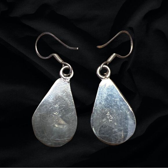 Sterling Silver Tear Drop Pave Diamond Earrings Stamped! - Picture 3 of 8